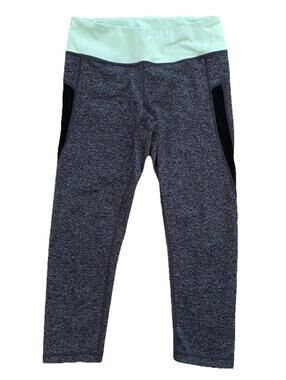 ZELLA Gray Mint Green Athletic Yoga Capri Pants Stretch Knit Cropped Crop S